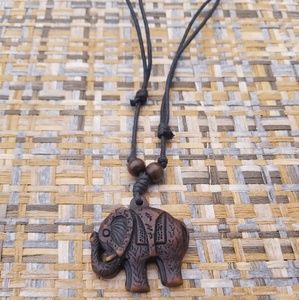 Unisex Adjustable Cord Elephant Necklace